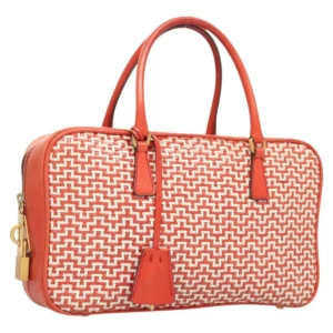 Borsa a mano PRADA in pelle arancione oro Auth 126058 - Jerrillo