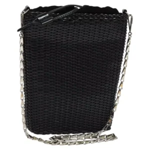 GUCCI Borsa a Tracolla a Catena in Paglia Nera Auth nb112 - Jerrillo