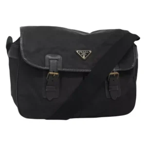 PRADA Borsa a Tracolla Nylon Nero Argento Auth bs23348 - Jerrillo