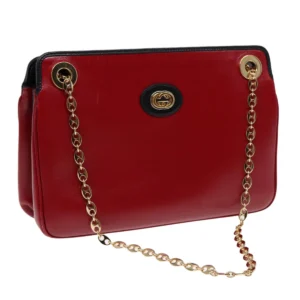 Borsa a tracolla GUCCI a catena in pelle rossa e oro 576422 autentica am6808V - Jerrillo