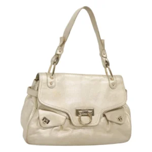 Borsa Salvatore Ferragamo Gancini in Pelle Champagne Oro Oro Autentica BA3466V - Jerrillo