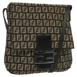 Borsa a tracolla FENDI Zucchino Canvas Mamma Marrone Autentica 130418 - Jerrillo
