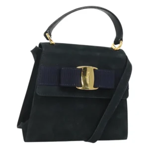 Borsa a mano Salvatore Ferragamo in camoscio 2 vie nero oro Auth hk2486 - Jerrillo
