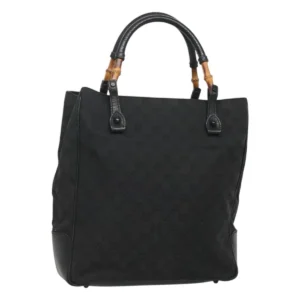 Borsa tote GUCCI GG Canvas Bamboo Nera 112530 Auth am8242 - Jerrillo