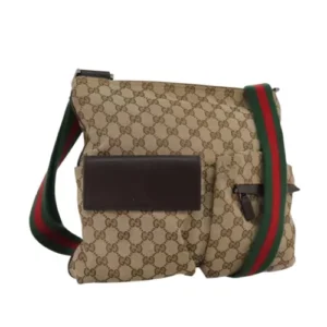 Borsa a tracolla Gucci GG Canvas Web linea Sherry Beige Rosso Verde 169937 Auth ki5345 - Jerrillo
