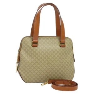 CELINE Borsa a mano in tela Macadam PVC 2 vie Beige Oro Auth 125690 - Jerrillo