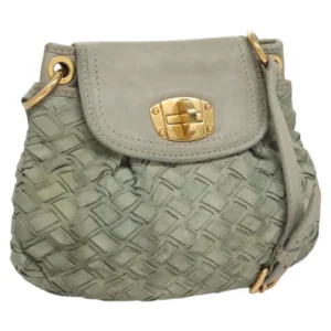 Borsa a tracolla Miu Miu scamosciata azzurro oro originale 116443 - Jerrillo