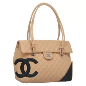 Borsa a tracolla CHANEL Matelasse linea Cambon pelle beige argento CC Auth 110229A - Jerrillo