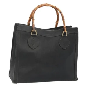 Borsa a mano GUCCI Bamboo in pelle nera e oro 002 1186 0260 autentica ep9257 - Jerrillo