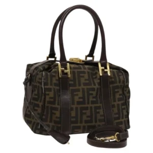 FENDI Borsa a mano in tela Zucca 2 vie nero marrone oro Auth 126109 - Jerrillo