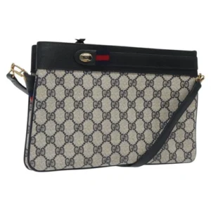 Borsa a tracolla GUCCI GG Supreme Sherry Line PVC Navy Gold 96 02 035 Auth MY260 - Jerrillo