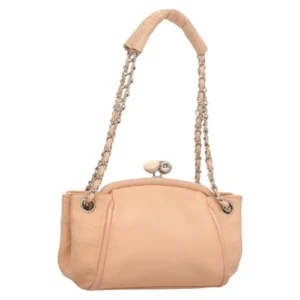 Borsa a tracolla CHANEL catena pelle di agnello rosa argento CC Auth 130492 - Jerrillo