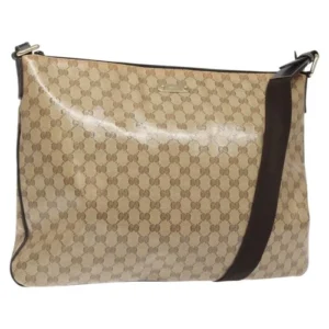 Borsa a tracolla GUCCI GG Crystal in tela rivestita beige oro 190628 Auth 118619 - Jerrillo