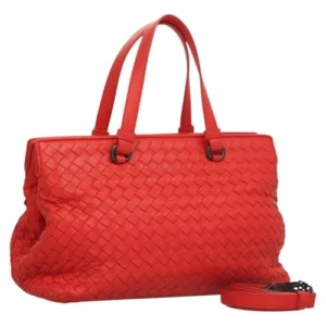BOTTEGA VENETA INTRECCIATO Borsa a mano in pelle 2 vie rossa Auth 127841V - Jerrillo