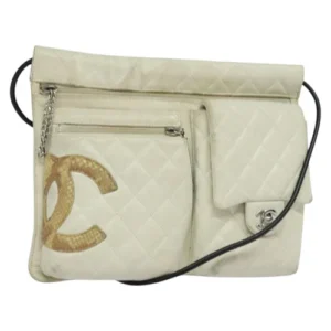 Borsa a tracolla CHANEL pelle di agnello bianca CC Auth BD1411 - Jerrillo