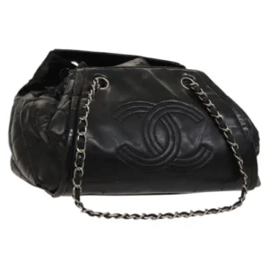 Borsa a tracolla CHANEL Matelasse COCO Mark in pelle verniciata nera e argento CC Auth PP443 - Jerrillo