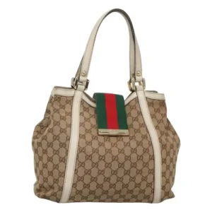 Borsa a Tracolla GUCCI GG Canvas Web Sherry Line Beige Oro 233607 Auth 127379 - Jerrillo