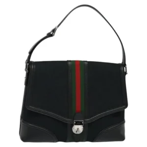 Borsa a tracolla Gucci Web Sherry Line GG in tela nera rossa verde Auth 126871 - Jerrillo