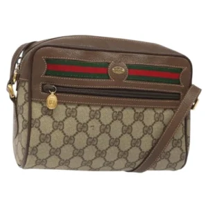 Borsa a tracolla Gucci GG Supreme Web linea Sherry PVC beige oro Auth 126092 - Jerrillo