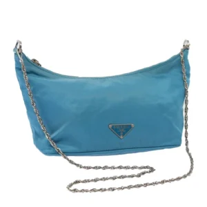 Borsa a tracolla PRADA catena nylon blu chiaro Auth 80225 - Jerrillo