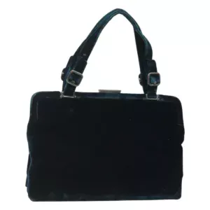 Borsa tote PRADA velluto navy argento Auth 118778 - Jerrillo