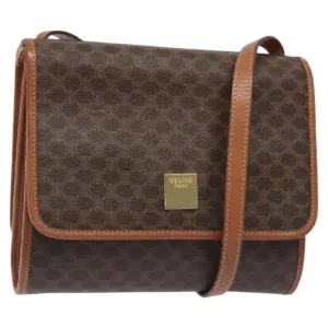 CELINE Borsa a tracolla in tela Macadam PVC pelle marrone oro Auth 126660 - Jerrillo