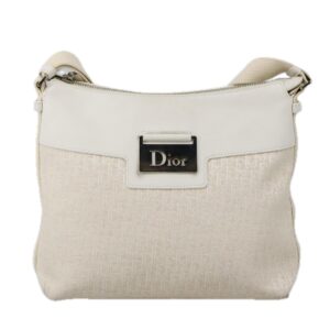 Christian Dior Trotter Canvas Shoulder Bag White Auth 103087V - Jerrillo