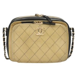 CHANEL Matelasse Chain Shoulder Bag Suede Ivory Gold CC Auth 128451 - Jerrillo