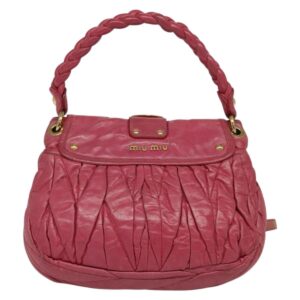 Miu Miu Matelasse Hand Bag Leather 2way Pink Gold Auth 138180 - Jerrillo