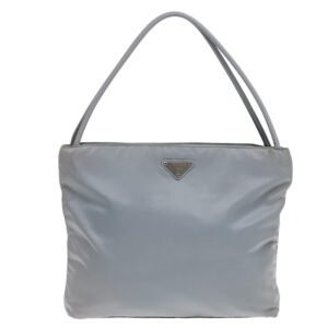 PRADA Tote Bag Nylon Light Blue Silver Auth 90235 - Jerrillo
