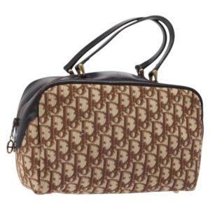 Borsa a mano in tela Trotter di Christian Dior, beige e oro, autentica 127152 - Jerrillo