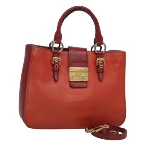 Borsa a mano Miu Miu in pelle 2 vie rosso oro Auth 127396 - Jerrillo