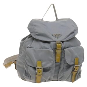 Zaino PRADA Nylon Azzurro Argento Auth 130642 - Jerrillo