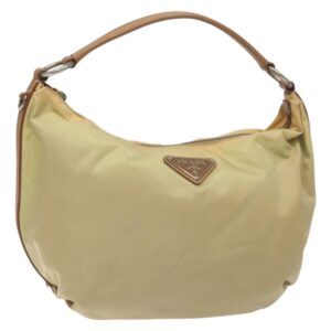 Borsa a tracolla PRADA in nylon e pelle beige argento Auth 131422 - Jerrillo