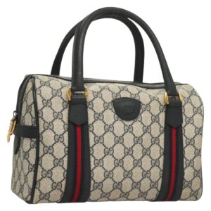 Borsa a mano GUCCI GG Supreme Sherry Line in PVC blu navy oro rosso Auth 132074 - Jerrillo