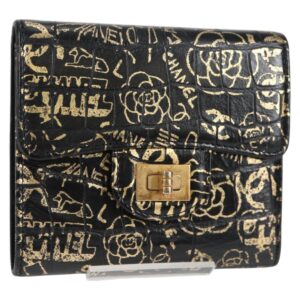 Portafoglio CHANEL in pelle nera e oro CC Auth 133181V - Jerrillo