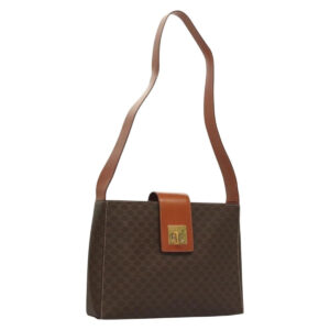 Borsa a tracolla in tela Macadam CELINE in pelle PVC marrone oro Auth 136203 - Jerrillo