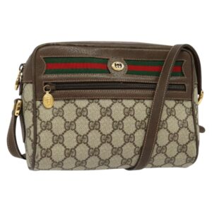 Borsa GUCCI GG Supreme Web Sherry Line in PVC Beige Oro 119 02 087 Auth 136367 - Jerrillo