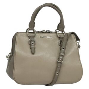 Borsa a mano Miu Miu in pelle 2 vie grigio argento Auth 138547 - Jerrillo