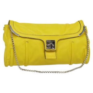 CELINE Borsa a tracolla con catena in pelle giallo argento Auth 138823 - Jerrillo