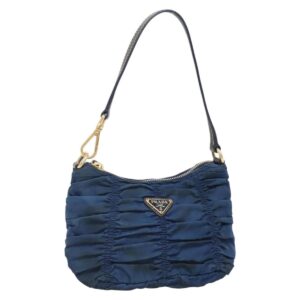 PRADA Borsa portaoggetti in nylon blu oro Auth 139522 - Jerrillo