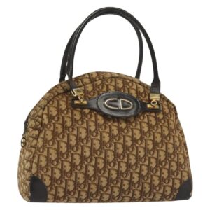 Borsa a mano in tela Trotter di Christian Dior, marrone e oro, autentica 140092 - Jerrillo