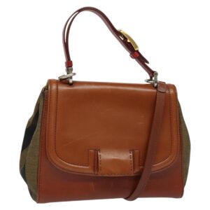 Borsa a mano FENDI in tela Pecan 2way nera marrone Auth 140723 - Jerrillo