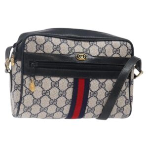 Borsa a tracolla GUCCI GG Supreme Sherry Line in PVC blu navy e oro 378 02 004 Auth 140950 - Jerrillo