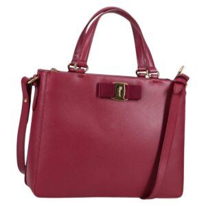 Salvatore Ferragamo Vala Borsa a mano in pelle 2 vie viola oro Auth am8981V - Jerrillo
