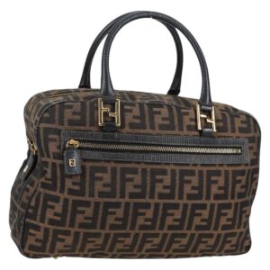 Borsa a mano FENDI Zucca in tela nera marrone oro Auth BA4615 - Jerrillo