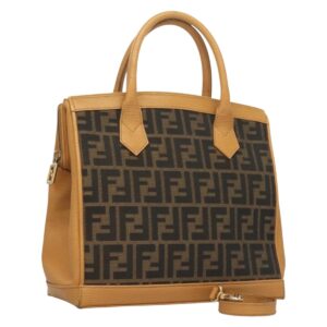 FENDI Zucca Canvas Hand Bag 2way Marrone Nero Auth bs27918 - Jerrillo