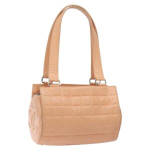 CHANEL Choco Bar Borsa a mano in pelle beige argento CC Auth mr1360 - Jerrillo