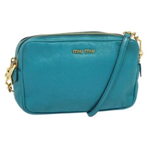 Borsa a tracolla Miu Miu in pelle turchese blu oro Auth sw1090 - Jerrillo