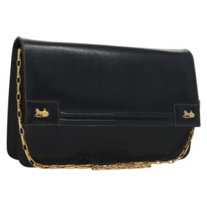 Borsa a mano con catena CELINE in pelle blu navy e oro Auth sw1259 - Jerrillo
